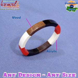 Bloques de varios colores hechos a mano de resina de madera joyería brazalete anillo colgantes - Product Image 4