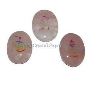 Colorful Rose Quartz Reiki Symbol <b>Set</b> : Buy Reiki <b>Sets</b> Available at - <b>Crystal</b> Exports - Product Image 1