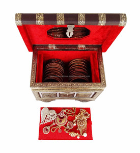 Cofre del Tesoro Real (Rajwadi Pitara), Estilo, Acabado en Cuero Artificial, Caja de Joyería Hecha a Mano de Madera (9x6x7 Pulgadas), Marrón Oscuro - Product Image 5