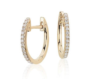 ต่างหูแบบห่วงประดับเพชรแบบตัดสวยงามสีเหลืองทองสำหรับผู้หญิง - Product Image 1