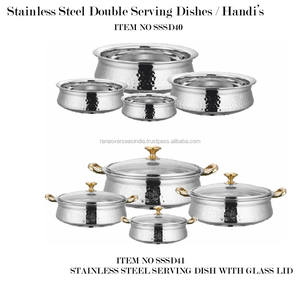 Stainless Steel Serving <b>Dishes</b> / Pots <b>with</b> <b>Glass</b> <b>Lids</b> for Home, Restaurant, Hotel and Catering Ware - Product Image 2