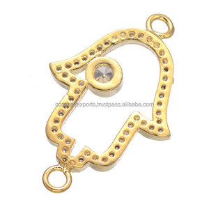 <b>Hamsa</b> Charm CZ Pave Connector <b>Necklace</b> Fatima's <b>Hand</b> DIY Jewelry Making Components Crystal Findings Coszcalt Exports RF01208Q - Product Image 5