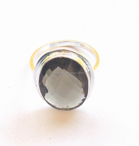 แหวนกรอบหินควอทซ์สเตอร์ลิงทำมือชุบเงิน925สำหรับงานแต่งงานที่น่ารัก - Product Image 5