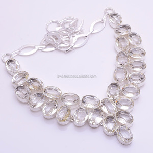 Collier de pierres précieuses en argent massif 925, bijoux en pierres précieuses de quartz d'améthyste verte naturelle, fournisseur de bijoux en argent fin - Product Image 1