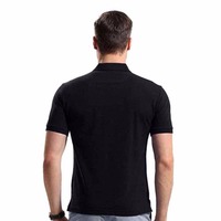 T-shirts pour hommes en coton 100% tricoté à manches courtes, col uni, noir, anti-rides, séchage rapide