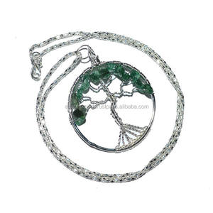 Collier en Jade vert avec arbre de vie, pendentif, vente en gros, exportation d'agate - Product Image 1