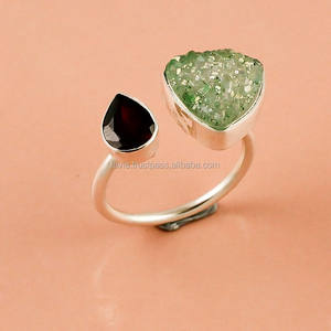 แหวนโกเมนเหลี่ยมธรรมชาติ ดรูซี่ เครื่องประดับทํามือ ขายส่งเครื่องประดับชั้นดี ผู้ผลิตแหวนเครื่องประดับเงินแท้ 925 - Product Image 1