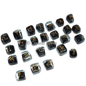 Juego de Runas de Turmalina Negra Natural de 25-30 mm, Hechas a Mano en Metal Original - Product Image 1