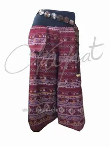 Thai Hill Tribe Fabric Women's Wide legs Short Pallazo Harem Pants