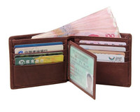 Dompet Pendek Lipat Dua Kulit Sapi Asli Pria OEM Anti Maling, Tempat Kartu & Uang, Model 02