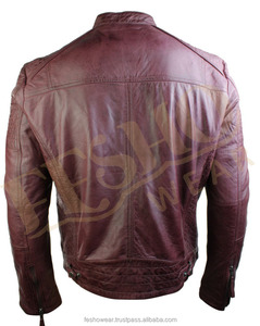 Veste en cuir d'agneau souple pour homme, très demandée, enduite de cuir, lavée et cirée, légère, élégante, vêtement d'extérieur, logo sur le devant, vêtement d'hiver - Product Image 3
