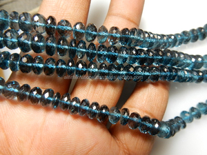 Venta al por mayor AAA grado Natural Londres Topacio Azul Rondelle Beads 5MM facetado piedras preciosas hebras piedra suelta para la elaboración - Product Image 4