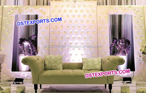 Paneles de fondo cuadrados de cuero para escenario de boda, muebles de cristal ajustados de cuero blanco - Product Image 4