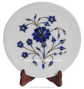 Plaques décoratives en pierre Lapis-Lazuli, incrustation de marbre blanc, plaques - Product Image 1