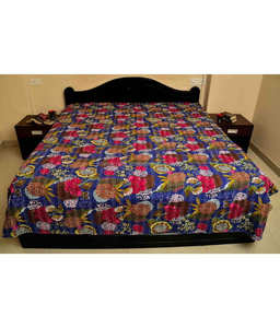 New Fruit Print Kantha Quilt Tropical Kantha Bed Cover - Product Image 1