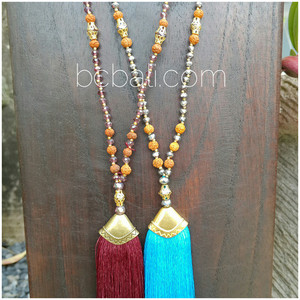 Collar de madera de cakra rudraksha con cuentas de cristal, cadena larga, boheiman, borlas, moda - Product Image 5