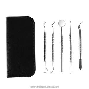 Juego de 5 piezas de kit profesional de higiene dental para limpieza de sarro y cálculos, y examen oral, con estuche de piel sintética con cremallera. - Product Image 2