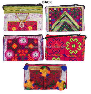 Banjara kutchi กระเป๋าคลัทช์แฮนด์เมดสไตล์วินเทจปักโลโก้สไตล์โบฮีเมียนทันสมัยซิปซับในผ้าฝ้าย - Product Image 3