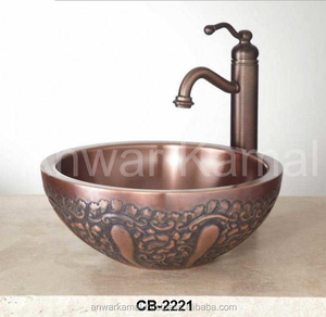 อ่างล้างจานห้องน้ําผนังคู่ทองแดงบนโต๊ะกลม - Product Image 2