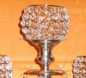 Tall 5 Arm Crystal <b>Candelabra</b> with Crystals Silver Finish Custom Size Handmade Aluminum for Wedding and Home Decor - Product Image 4