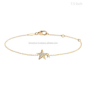 14K oro rosa diamante estrella encanto pulsera - Product Image 2
