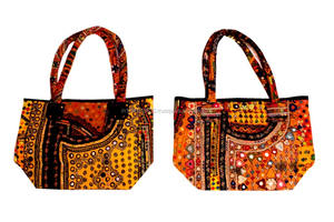 อินเดีย Banjara กระเป๋าผ้าแคนวาสปักลายสไตล์วินเทจกระเป๋าถือผ้าฝ้ายซับในขายส่ง - Product Image 5