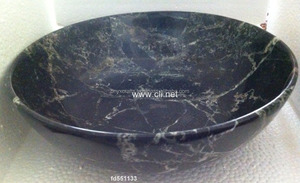 Bol à fruits en marbre noir zèbre, pierre naturelle polie, plat de service rond, décoration de table de luxe pour la maison - Product Image 2