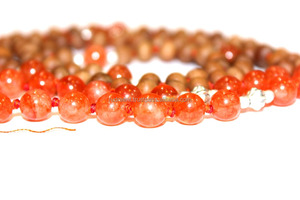 Collar con cuentas de sándalo y ónix rojo para Yoga, collar con borlas anudadas, piedras preciosas semipreciosas, gemas naturales étnicas Rudra, 108 - Product Image 4