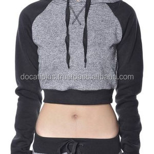 Top corto con capucha y estilo de alta calidad personalizado OEM para mujer ropa deportiva con capucha estampado maternidad talla grande invierno Crop Top Sudadera con capucha - Product Image 6