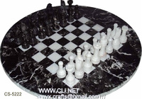 Jeu d'échecs rond en marbre zèbre noir en gros pour les jeux