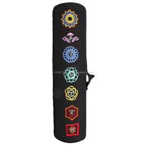 Bolsa de Yoga Bordada con los Siete Chakras al por Mayor, Negra/Verde/Roja/Amarilla/Borgoña/Marrón, de Lona de Algodón, para Transportar Accesorios, Marca Privada - Product Image 1