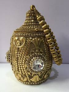 H4020 Ladies High Quality <b>Metal</b> Clutch Handmade Evening Party Purse Gold Silver <b>Beaded</b> Stone Work Bridal Wedding Bag - Product Image 3