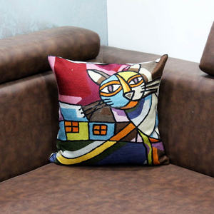 Kitty Cat Embroidery <b>Cushion</b> <b>Cover</b> 50x50 cm Decorative Pillow <b>Cover</b> for Sofa, Bed, Living Room, and Home Decor - Product Image 2