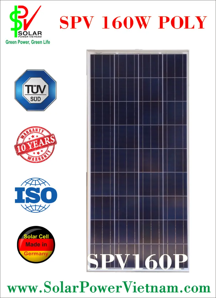 Panel solar policristalino, 160w, precio barato, venta al por mayor, de Vietnam
