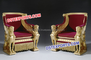 Boda de plata antigua Silla de boda real Metal diseñador sillas Rey y Reina de la silla de boda conjunto - Product Image 2