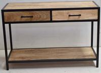 Mesa Consola Moderna de Metal Industrial y Madera Sólida Hecha a Mano, Duradera y de Lujo para el Pasillo o Sala de Estar