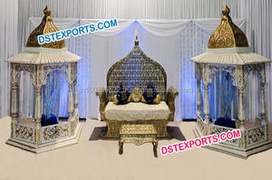 Scène de thème de mariage en Fiber d'or, 1 pièce, décor de réception, en métal doré - Product Image 5