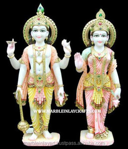 Statue en marbre Laxmi Narayan, Statue exclusive en marbre de Vishnu et Laxmi - Product Image 1