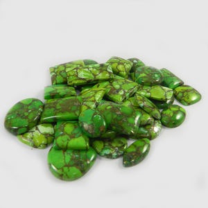 ¡Venta navideña! 34 piezas 100 Gms mezcla cabujón Natural verde cobre turquesa piedras preciosas para la fabricación de joyas - Product Image 4