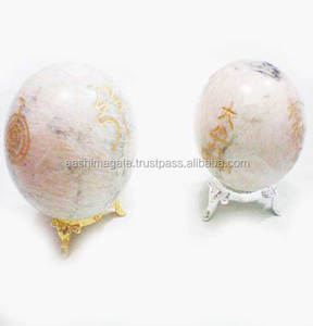 หินบำบัดคริสตัลหินอัญมณีเรกิสโคเรกิทรงกลมสไตล์มาสค็อทครีมมูนสโตนเรกิ - Product Image 1