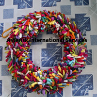 Guirlande de Noël décorative abstraite faite à la main personnalisable, boules de feutre multicolores, décoration murale style Art Déco