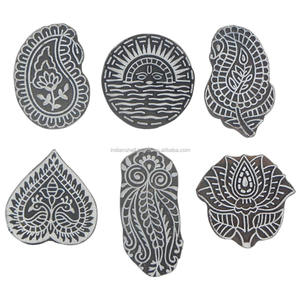 Mélange de blocs d'impression textile en bois vintage, artisanat d'art décoratif, vente en gros de blocs d'impression en bois Inde - Product Image 1
