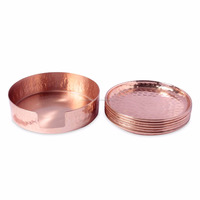 Sous-verres classiques en acier inoxydable faits à la main, couleur or rose, design métallique unique et durable, pour servir thé, café et boissons, ensemble pour la maison