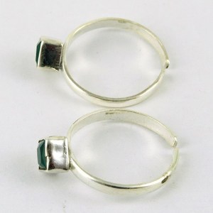 Shri Ashapura Jewels Unique Square Shape Green Onyx 925 Sterling <b>Silver</b> Bezel Setting Gemstone <b>Toe</b> <b>Rings</b> BOHEMIA Style Third - Product Image 5