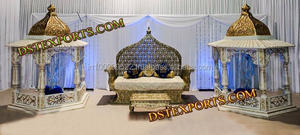 Royal Hinduงานแต่งงานชุดเวทีงานแต่งงานไม้ขั้นตอนเต็มแกะสลักฉากหลังเวทีฉากหลังแผง - Product Image 3