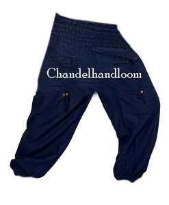 Unisex Màu Xanh Cotton Harem Quần Cộng Với Kích Thước Baggy Afghani Gypsy Hippie Phong Cách In Yoga Giản Dị Quần Phẳng Phía Trước Vải - Product Image 2