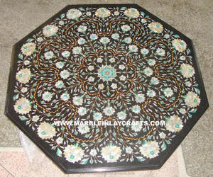 Vevor — service de Table en forme octogonale, incrustation de marbre noir poli, meilleure qualité, vente en gros - Product Image 1