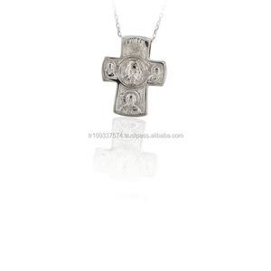 14K Solid White Gold Art Crucifix Jesus Cross <b>Charm</b> <b>Necklace</b> Fine Jewellery <b>for</b> Women Made in Turkey - Product Image 1