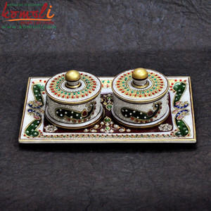 Juego de Bandejas de Mármol Pintadas a Mano para Recuerdos de Boda, Contenedores de Almacenamiento de Frutos Secos, Bandejas de Material de Piedra - Product Image 4