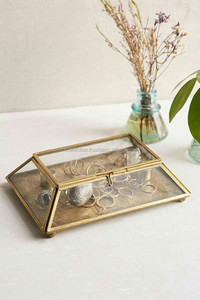 Rectangular Glass Storage <b>Box</b> with Metal Frame for Jewelry Organizers - Product Image 4
